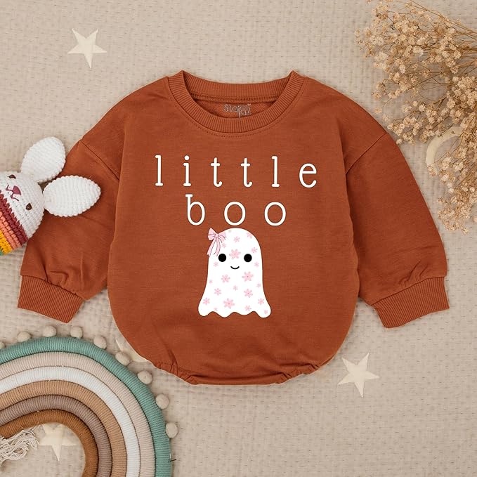 Adorable Little Boo Ghost Romper: A Cute First Halloween for Newborn Girls