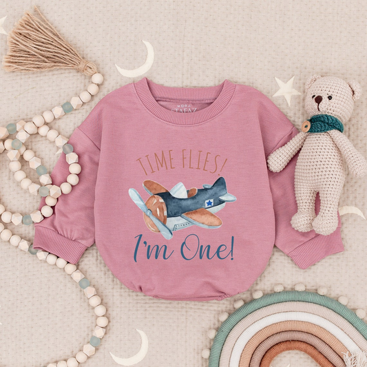 1st Birthday Airplane Romper - Personalized Birthday Outfit for Newborns