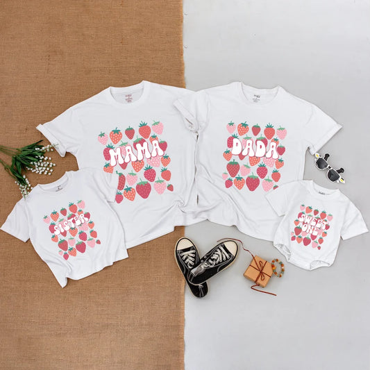 Berry Sweet 1st Bday: Cute Matching Shirts for Mom, Dad, and Birthday Girl