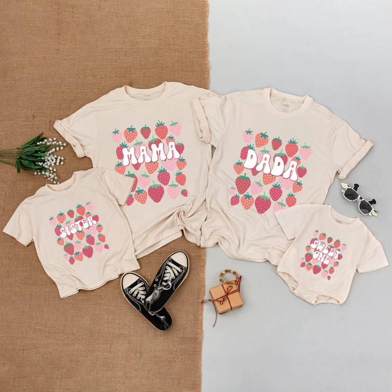 Berry Sweet 1st Bday: Cute Matching Shirts for Mom, Dad, and Birthday Girl