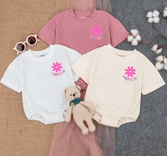 Charming Daddy's Little Lady Short-Sleeve Romper Outfit - Perfect Gift