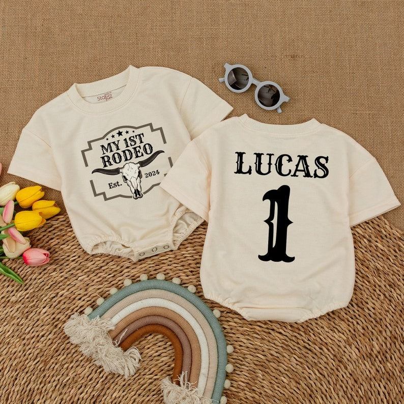 Baby Boy's 1st Rodeo Birthday Romper, Western Outfit and Cowboy Style