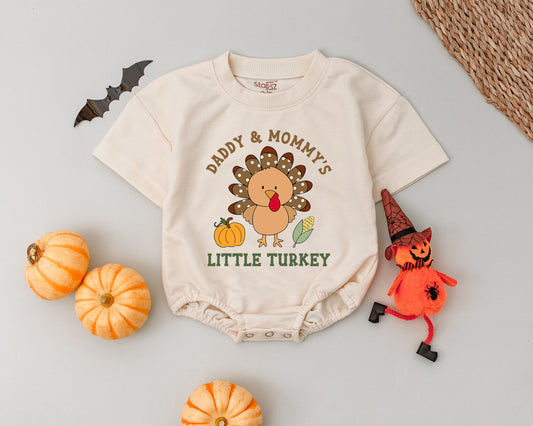 Little Turkey Baby Romper - First Thanksgiving, Baby Shower Gift