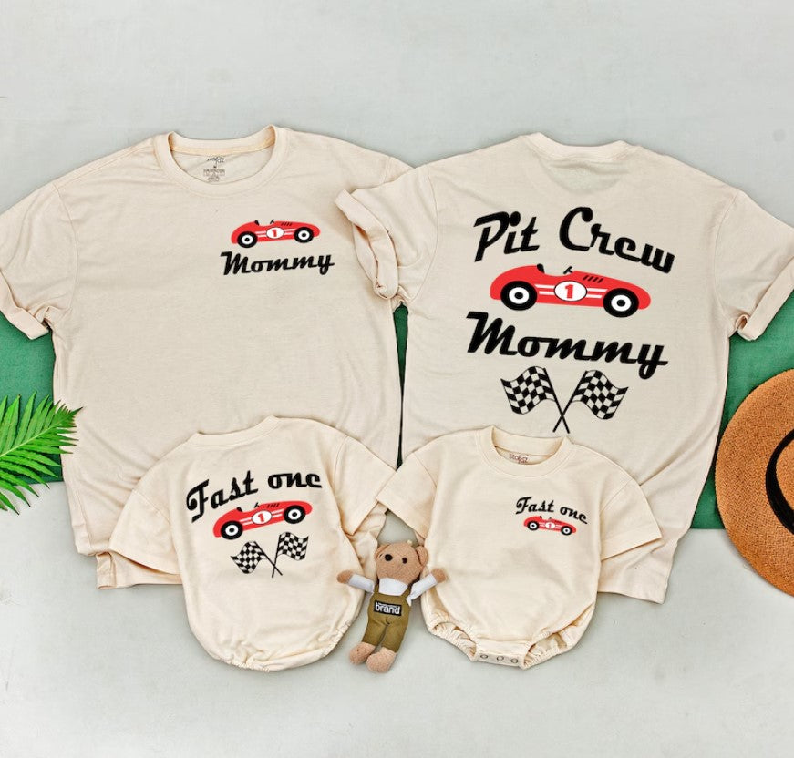 Celebrate the 1st Birthday with Fast One Race Car Family Shirts