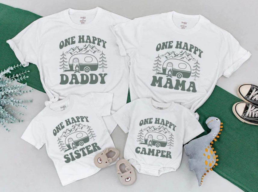 Celebrate the First Birthday with Happy Camper Matching Family Tees