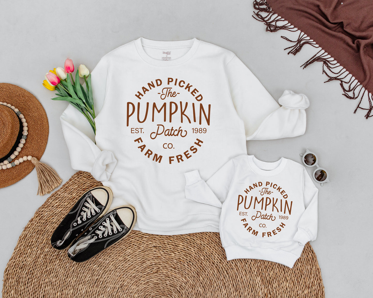 Pumpkin Patch Sweatshirt: Mom-Kid Matching Outfits for Fall Season