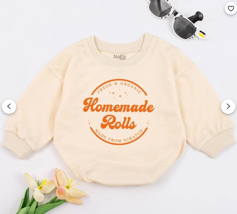Retro Fall Romper and Sweater: Cute Handmade Rolls Bodysuit for Babies & Toddlers
