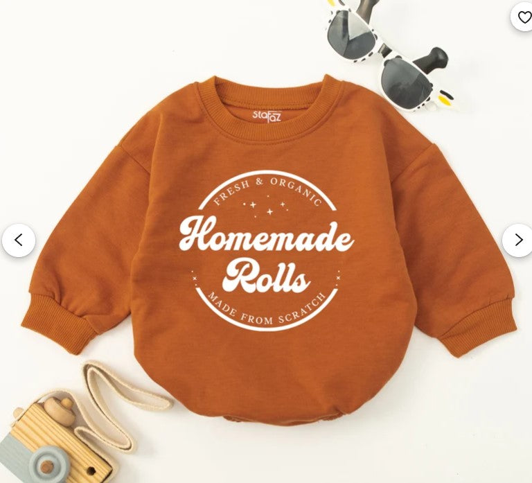 Retro Fall Romper and Sweater: Cute Handmade Rolls Bodysuit for Babies & Toddlers