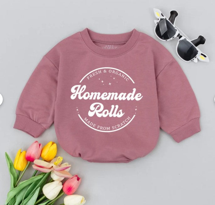 Retro Fall Romper and Sweater: Cute Handmade Rolls Bodysuit for Babies & Toddlers