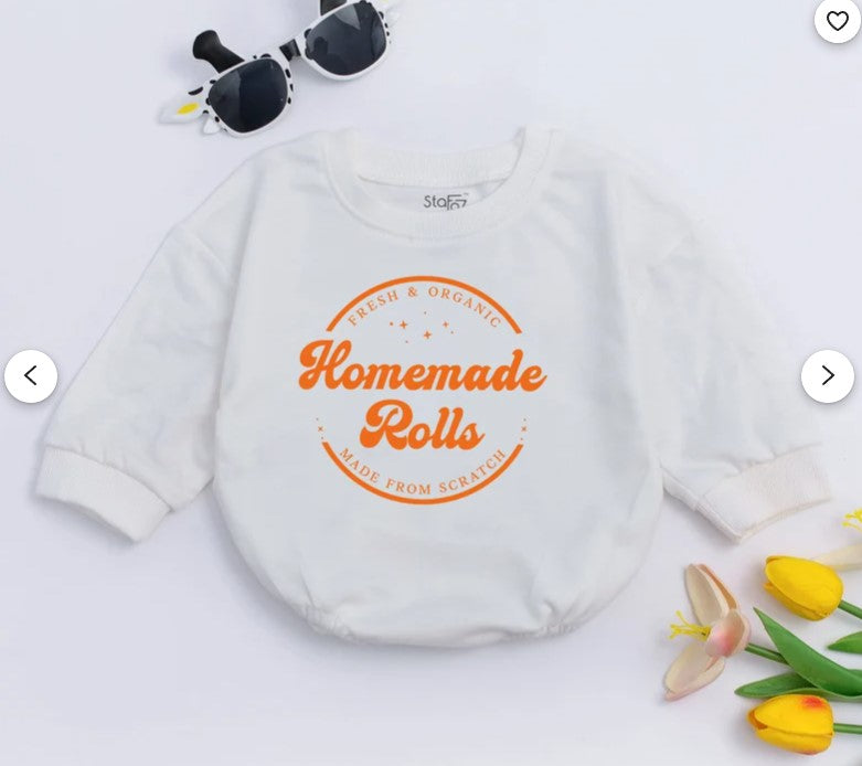 Retro Fall Romper and Sweater: Cute Handmade Rolls Bodysuit for Babies & Toddlers
