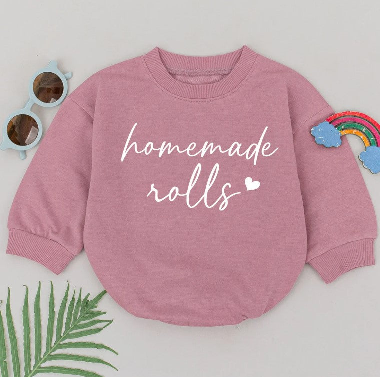 Adorable Autumn Baby Romper with Homemade Rolls Design - A Perfect Gift!