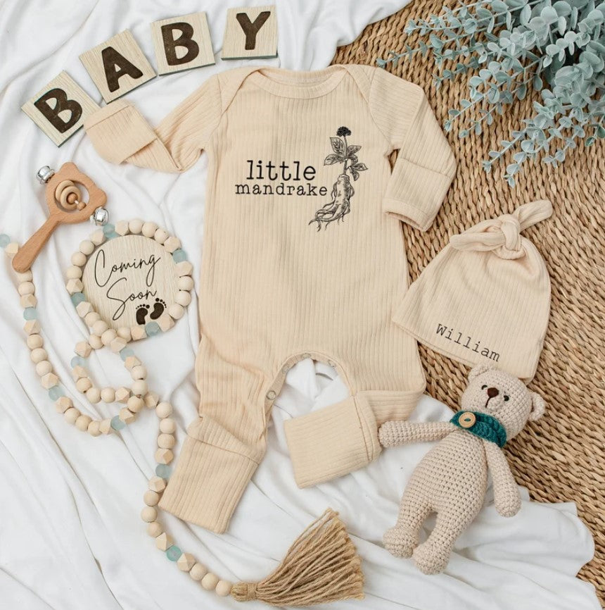 Personalized Baby Outfit: Magic Little Mandrake Bodysuit & Hat Set