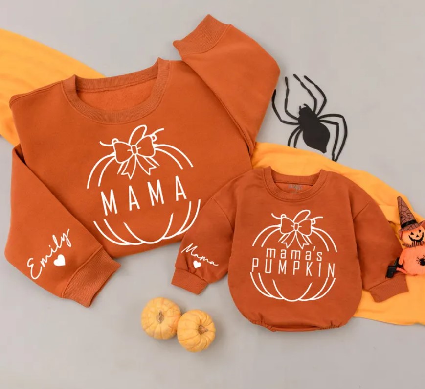 Adorable Mom & Tot Matching Pumpkin Outfits for Fall & Thanksgiving