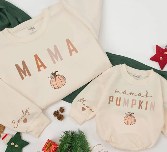 Mommy & Me Fall Sweaters - Mama's Pumpkin Matching Outfits