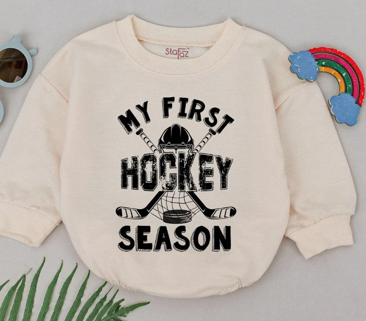 Father's Day Hockey Baby Romper - Retro Newborn Sporty Outfit