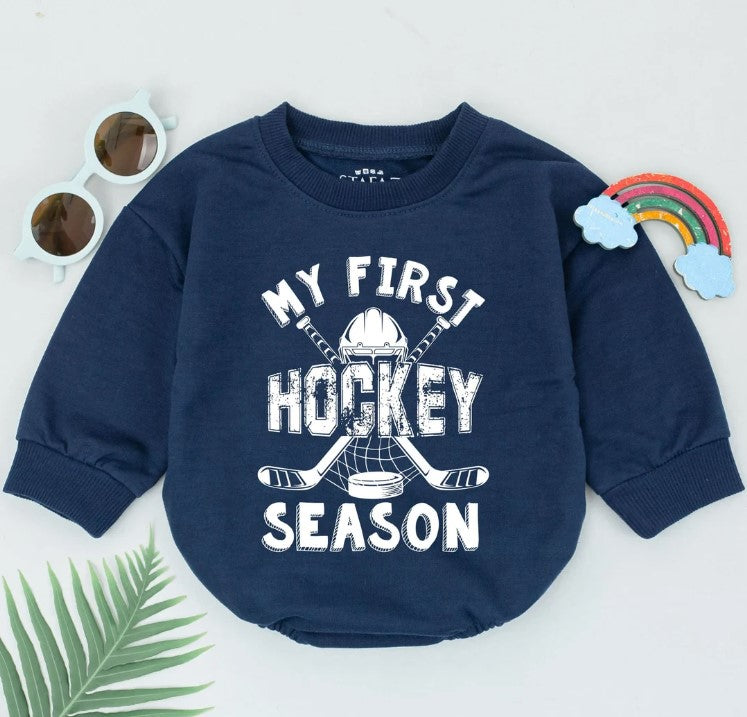 Father's Day Hockey Baby Romper - Retro Newborn Sporty Outfit