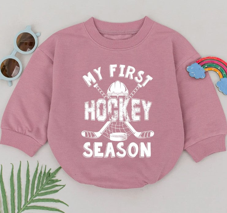 Father's Day Hockey Baby Romper - Retro Newborn Sporty Outfit