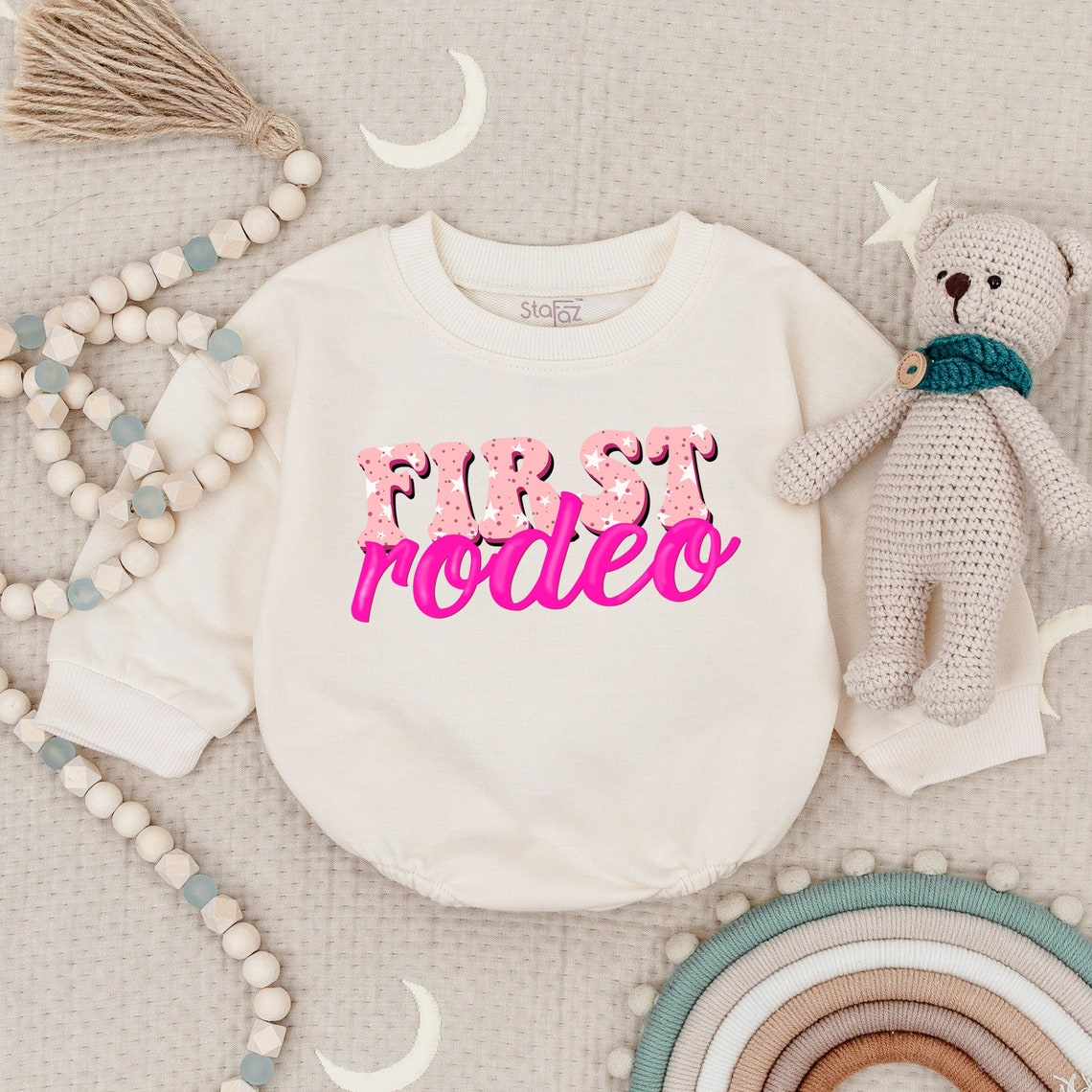 First Rodeo 1st Birthday Outfit - Western Baby Girl Bodysuit and Romper