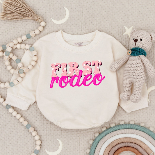 First Rodeo 1st Birthday Outfit - Western Baby Girl Bodysuit and Romper