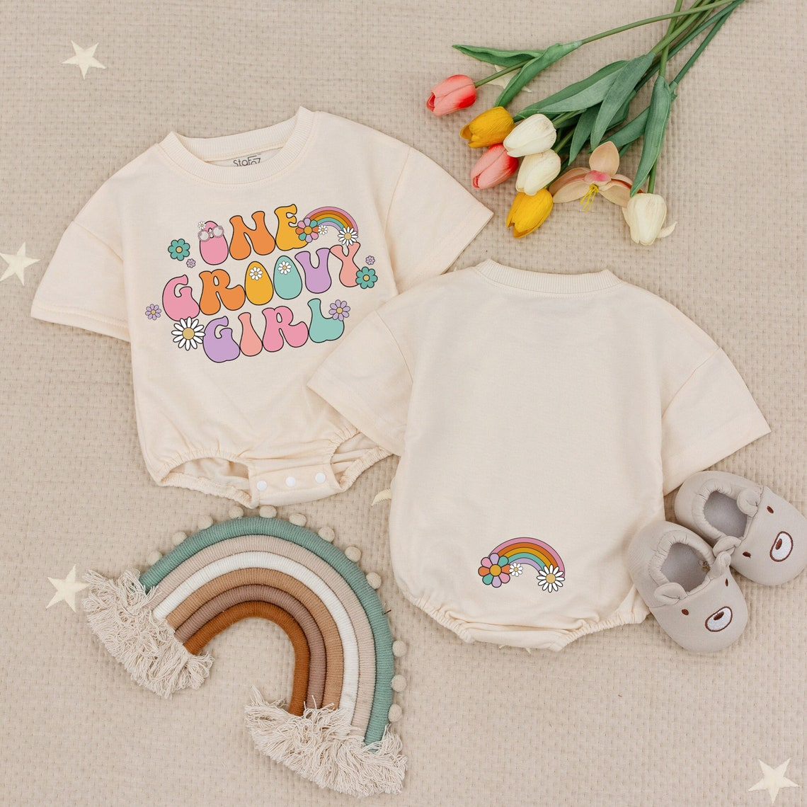 Groovy Girl's 1st Birthday Romper, Bubble Bodysuit - Perfect Birthday Gift