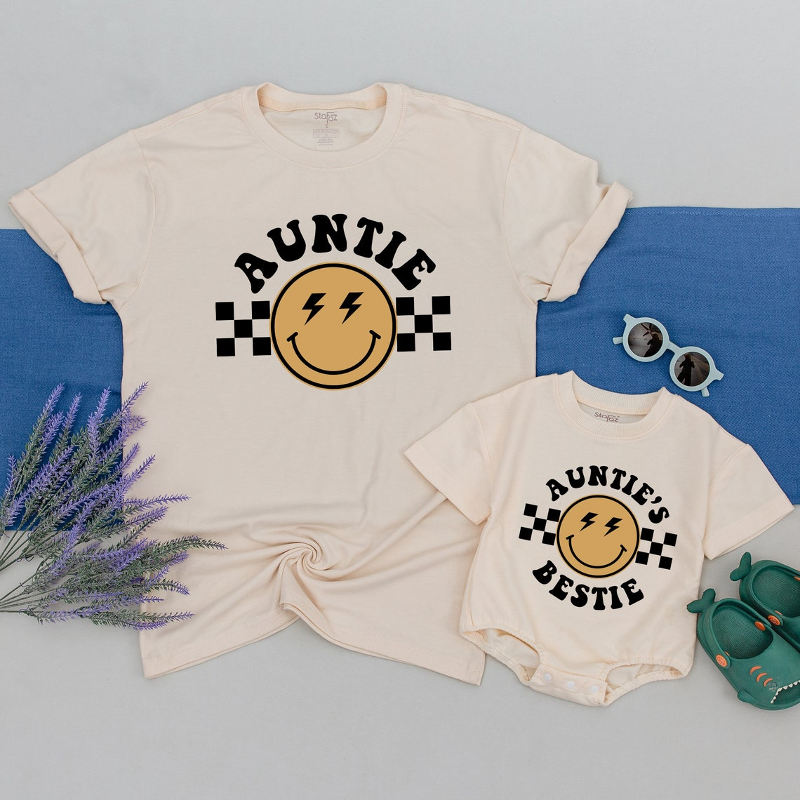 Boho Retro Tee for Aunt and Nephew, Perfect Auntie's Bestie Wardrobe Addition