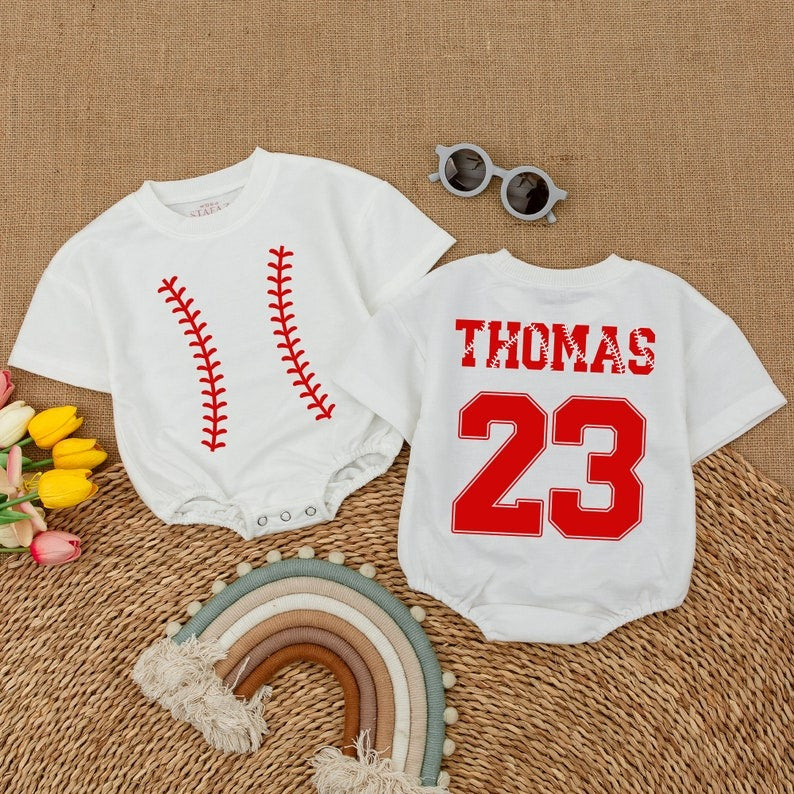 Custom-Made Baseball Bodysuit: Unique Personalized Baby Shower & Game Day Gift