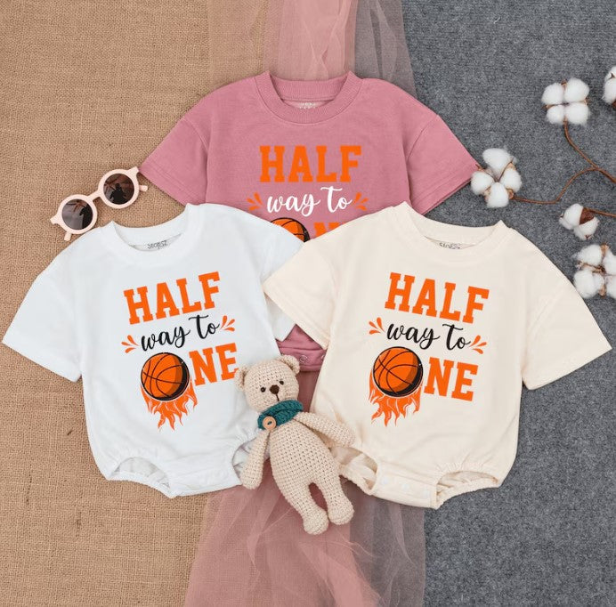 Unique Halfway To One Basketball Romper - Personalized Infant Wear