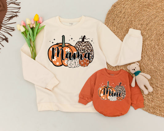 Retro Spooky Mama & Mini Matching Pumpkin Halloween Sweatshirts