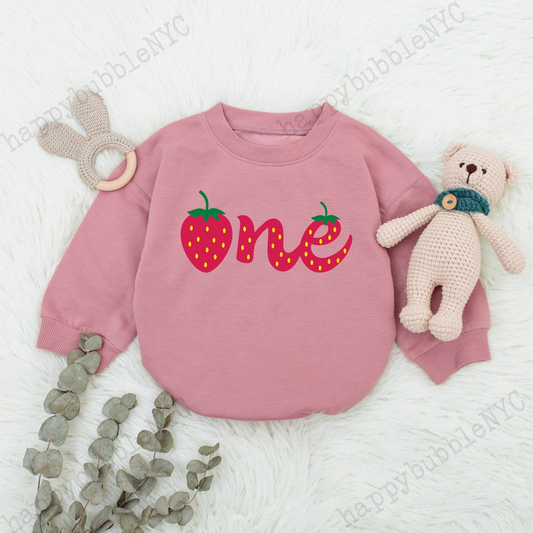 Strawberry Romper: Comfortable 1st Birthday Outfit for Baby Girls