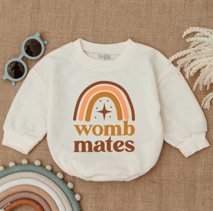 Adorable Twin Baby Rompers - Unique Womb Mates - Trendy Newborn Baby Outfit
