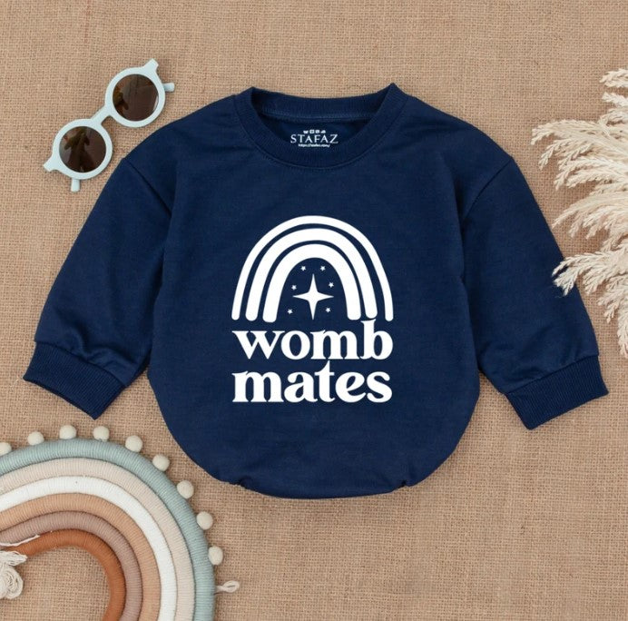 Adorable Twin Baby Rompers - Unique Womb Mates - Trendy Newborn Baby Outfit