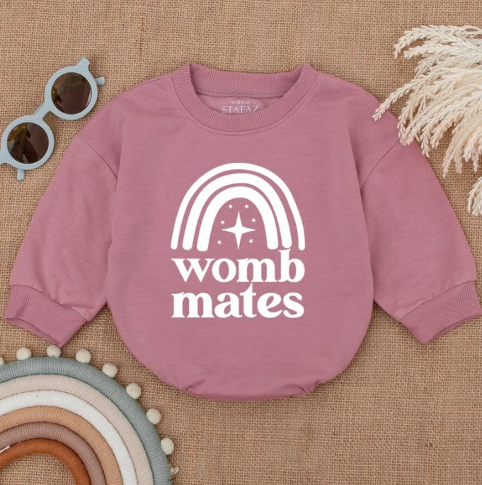 Adorable Twin Baby Rompers - Unique Womb Mates - Trendy Newborn Baby Outfit