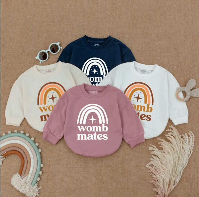 Adorable Twin Baby Rompers - Unique Womb Mates - Trendy Newborn Baby Outfit