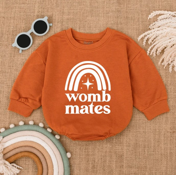 Adorable Twin Baby Rompers - Unique Womb Mates - Trendy Newborn Baby Outfit