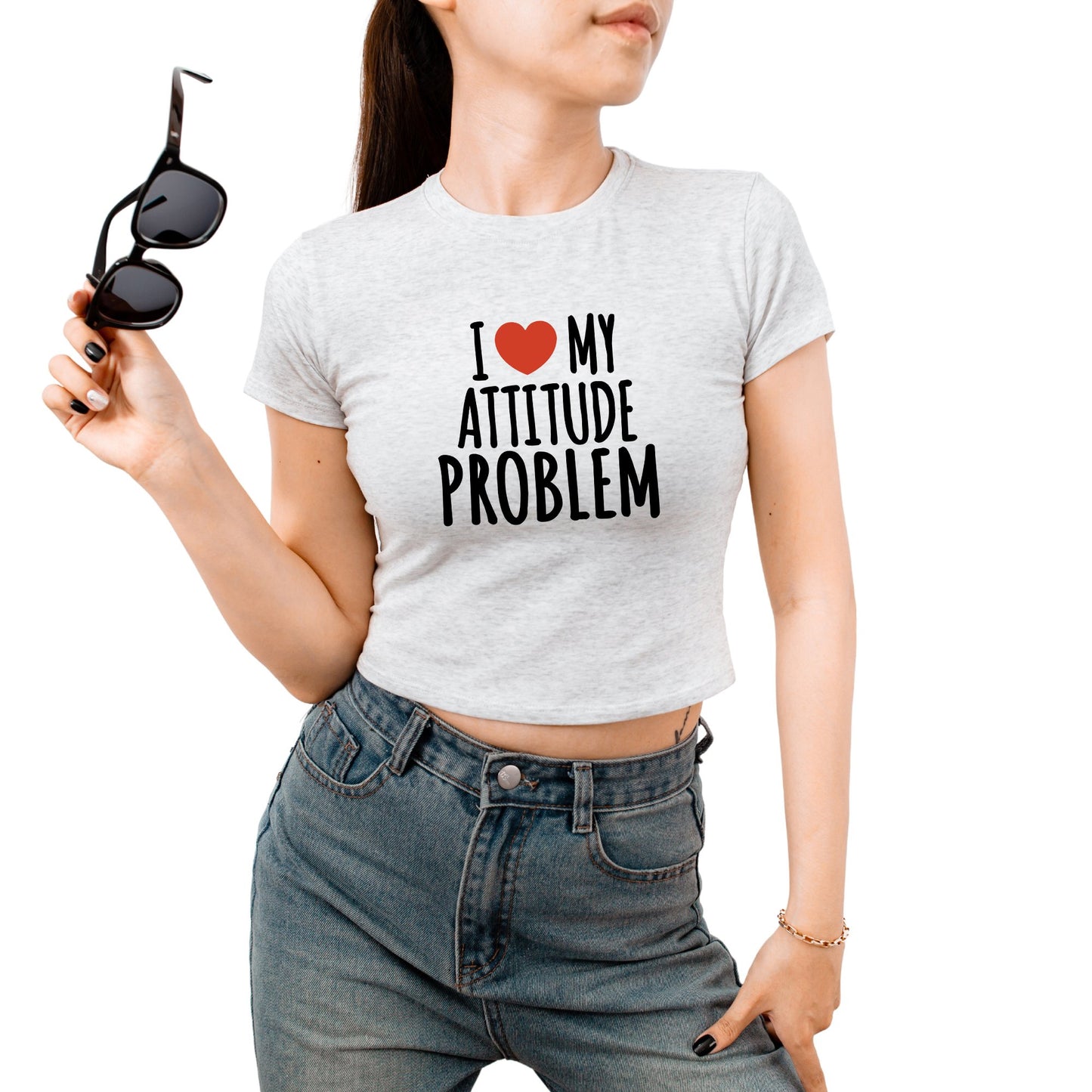 Quirky Y2K Attitude Theme Crop Tee for Trendy Teens & Women - Vintage 90s