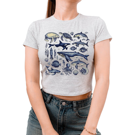 Trendy Ocean Graphic Baby Tee: Vintage 90s, Y2K Summer Fun for Girls & Teens