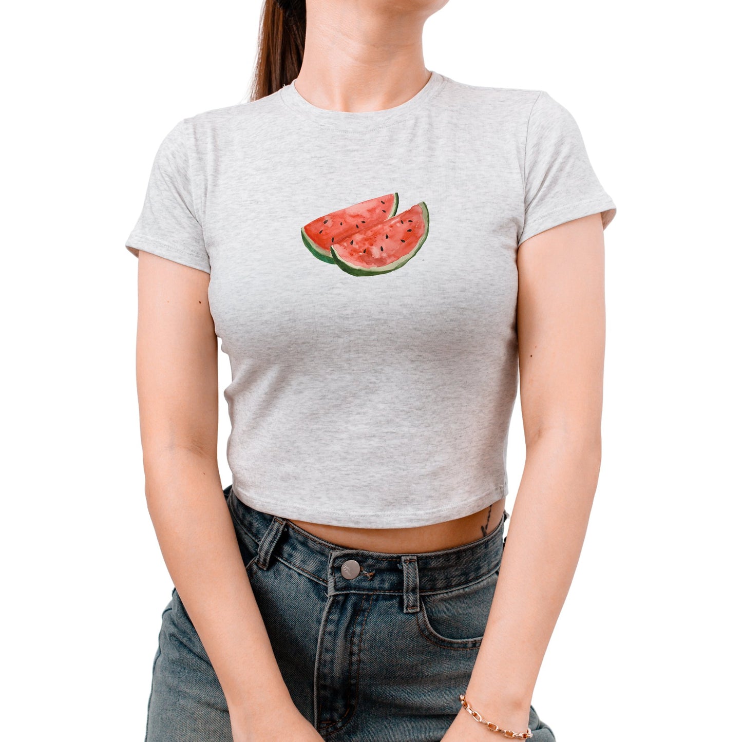 '90s Trendy Aesthetic Watermelon Baby Tee: Teen Girls Summer Crop Tops