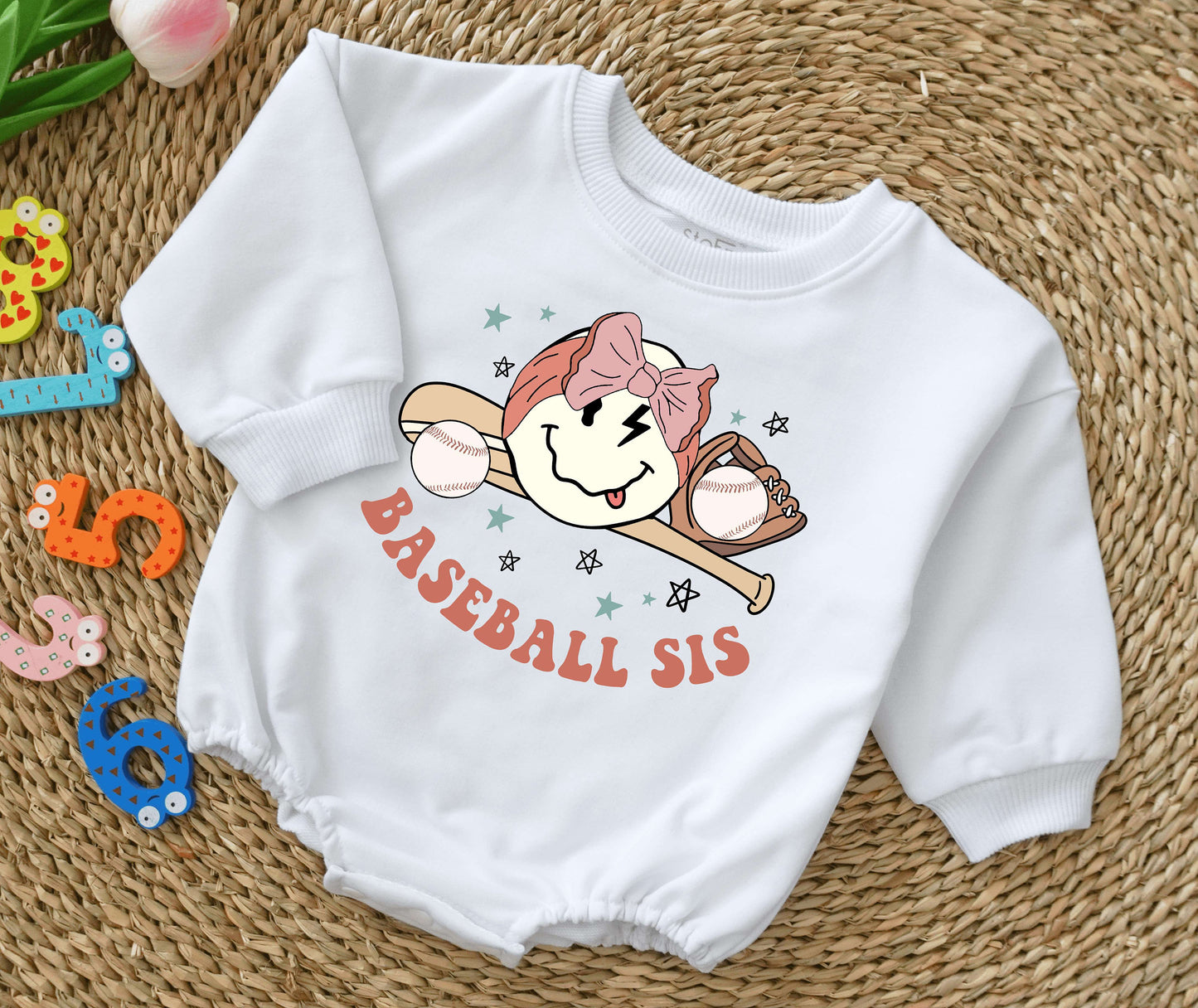 Baseball Sis Baseball Bro Retro Cartoon Toddler Romper Sweatshirt Baseball Vibes Graphic Outfit Girl Boy Comfort