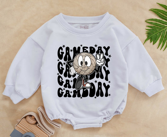 Retro Volleyball Romper Cute Natural Baby Bodysuit Game Day Toddler Sweater Newborn Outfit for Little Athletes
