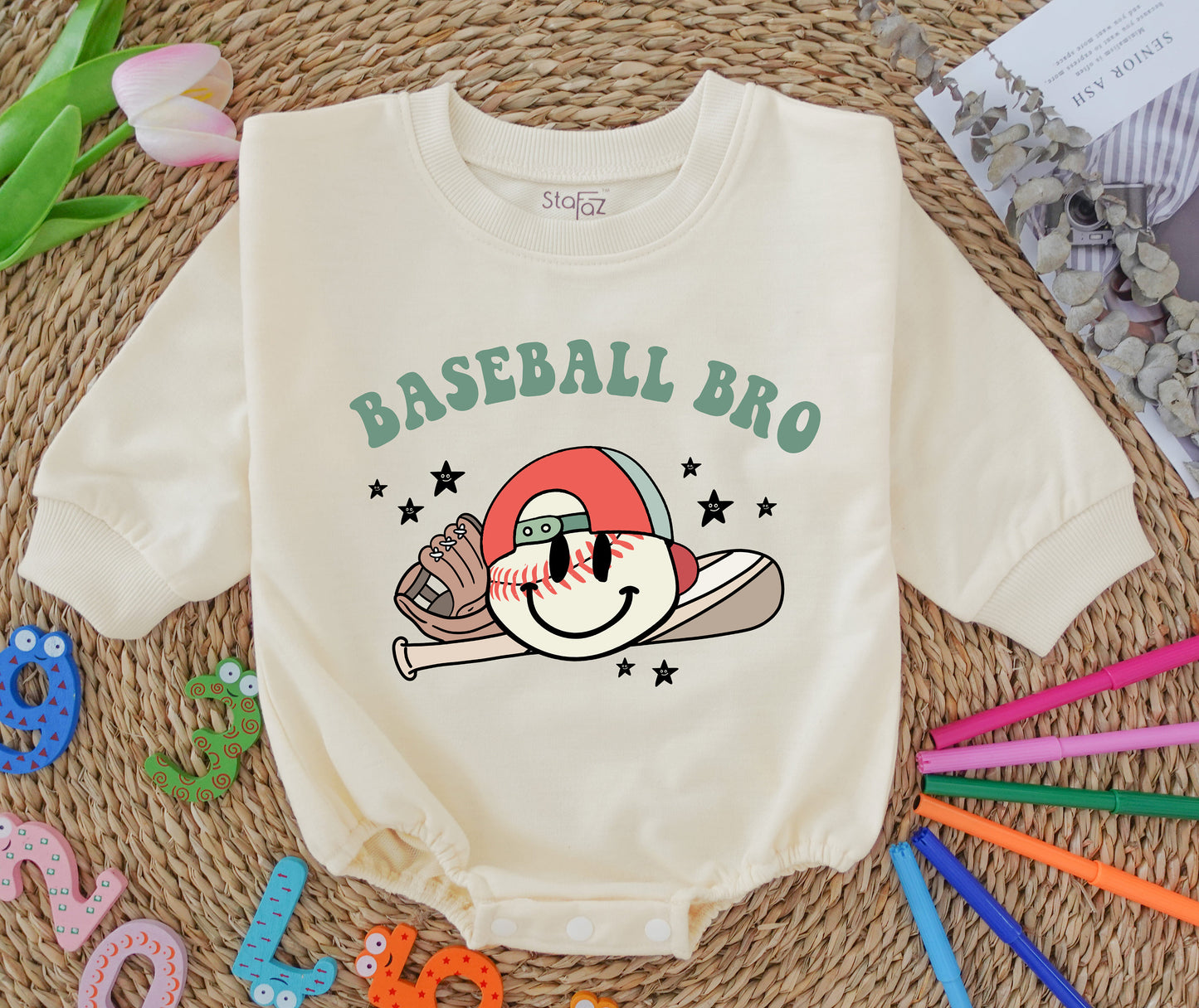 Baseball Sis Baseball Bro Retro Cartoon Toddler Romper Sweatshirt Baseball Vibes Graphic Outfit Girl Boy Comfort