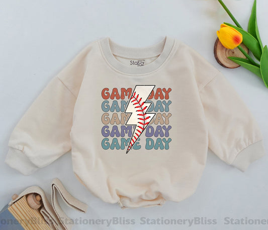 Baby Girl Retro Game Day Baseball Romper Outfit Cute Comfortable Bodysuit Jumpsuit for Little Fan Celebrating Sports Season