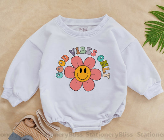 Retro Boho Vibes Baby Romper | Cute & Positive Infant Outfit