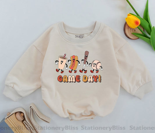 Retro Baby Baseball Romper - Cute Game Day One Piece Outfit