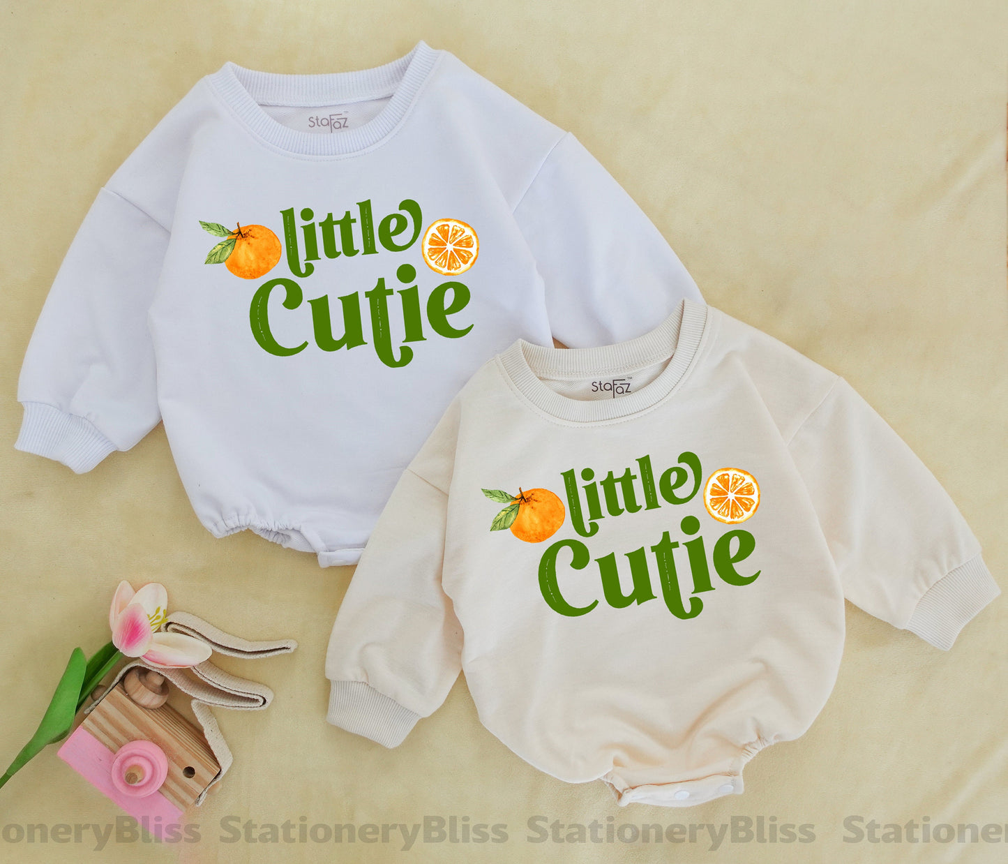 STAFAZ Little Cutie Baby Romper Orange Fruit One Piece Retro Natural Tee Newborn Bodysuit for First Birthday Girl Cute Baby Gift Casual Comfort