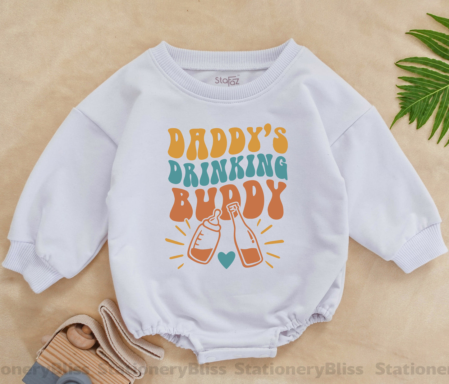 Vintage Daddy's Drinking Buddy Newborn Romper, Summer Baby Bodysuit