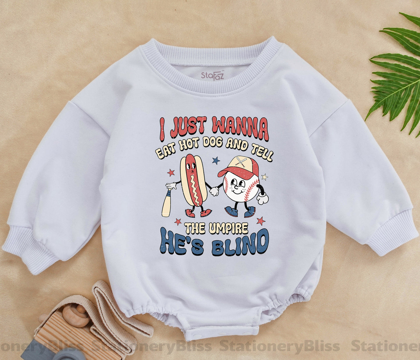 STAFAZ Game Day Baseball Romper Retro Jumpsuit for Baby Girls Cute One Piece Outfit Comfortable Cotton Toddler Ball Game Apparel