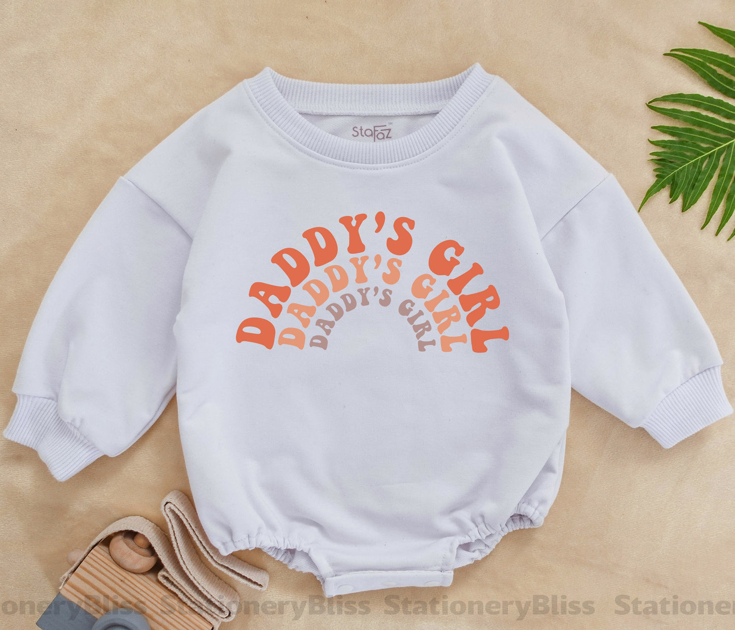 STAFAZ Retro Daddy's Girl Baby Romper Sweet Father's Day Outfit Natural Vintage Bodysuit for Baby Girl