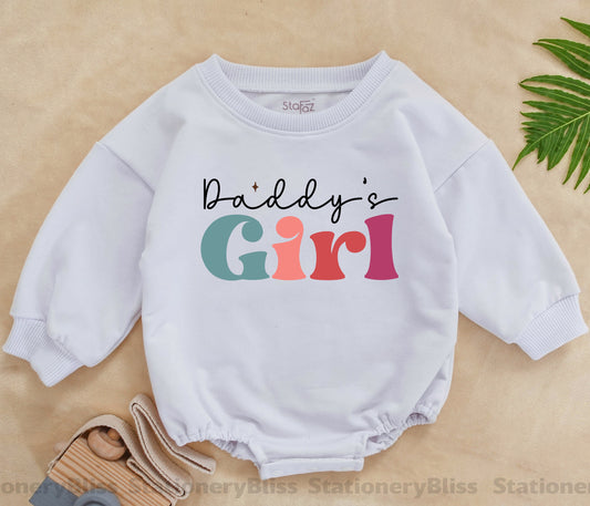 Retro Daddy's Girl Baby Romper Bodysuit for Newborn Infant Girls, ideal Father's Day New Dad Gift Baby Shower Birthday Celebration Outfit