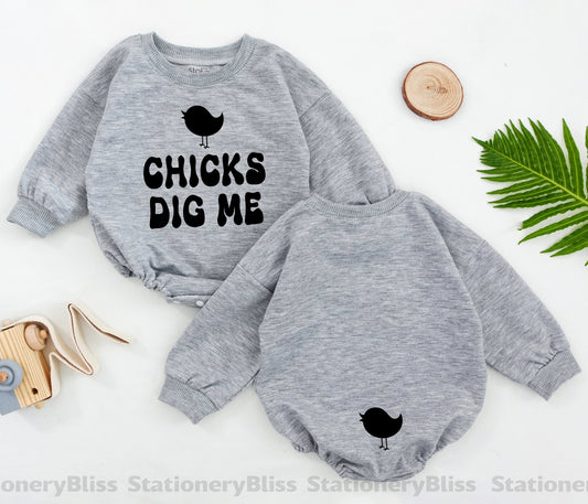 Retro “Chicks Love Me” Baby Bodysuit - Funny Gender Neutral Romper