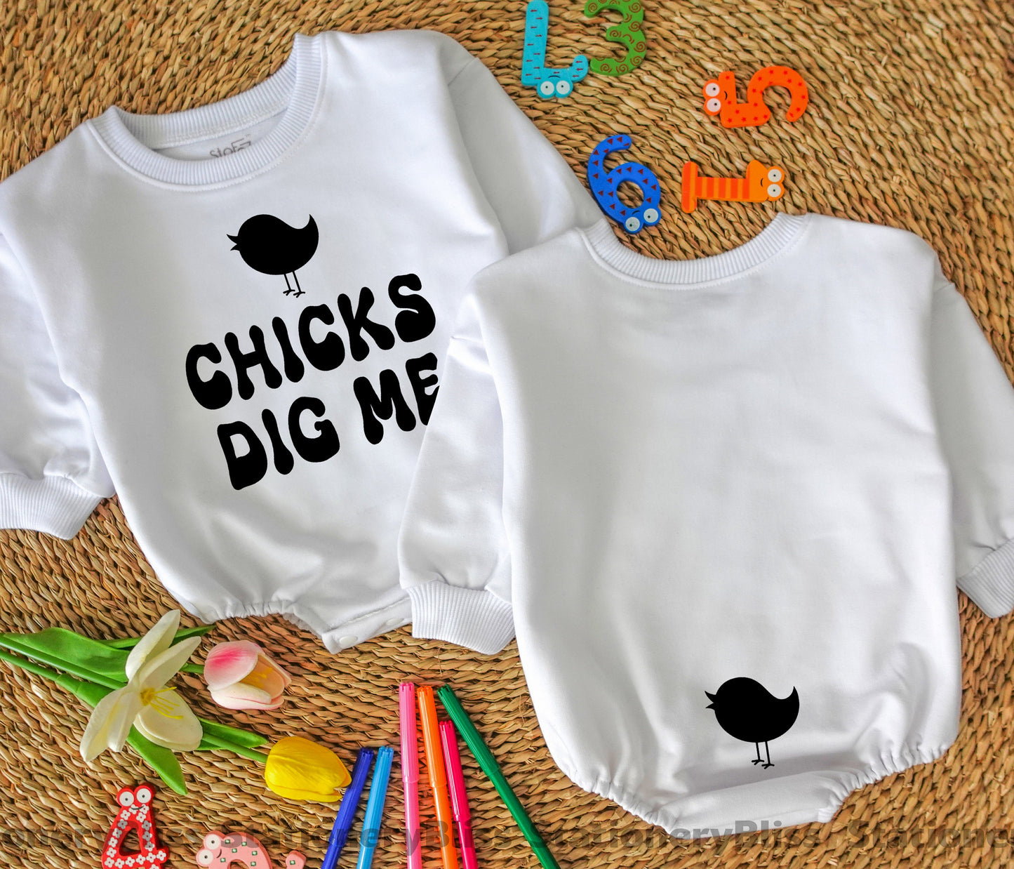 Retro “Chicks Love Me” Baby Bodysuit - Funny Gender Neutral Romper